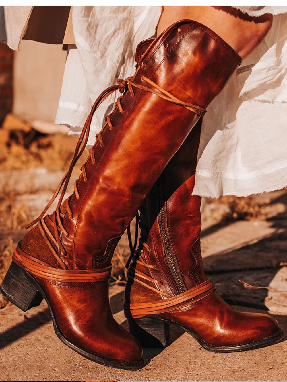 Freebird Coal Talk Leather Boots in Cognac